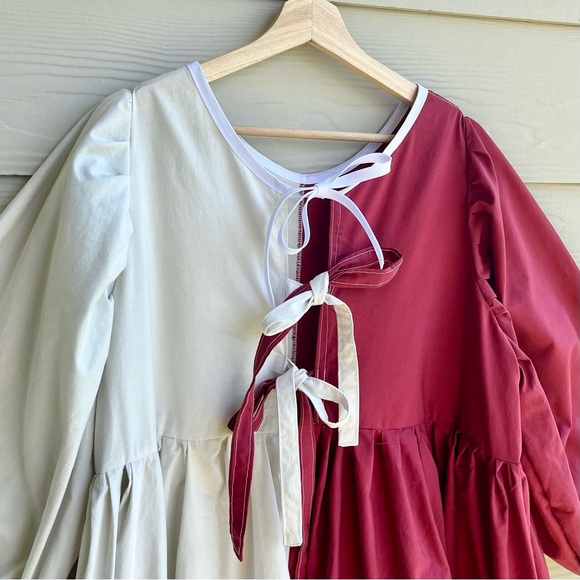 Handmade Puff Sleeve Half & Half Cottage Dress | 100% Cotton | SKU 04292 - Picture 15 of 16